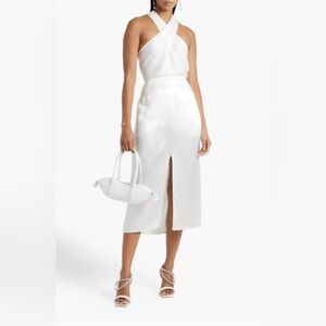 A.L.C. Arvid Twist-Front Sleeveless Satin Crepe Top in White Sz 6